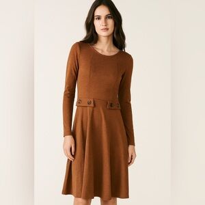REB & J 220 Boutique Elegant Brown Long Sleeve Dress size Large New